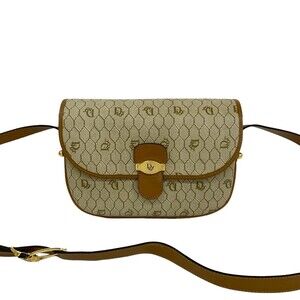 CHRISTIAN DIOR Vintage Brown Leather Shoulder Bag